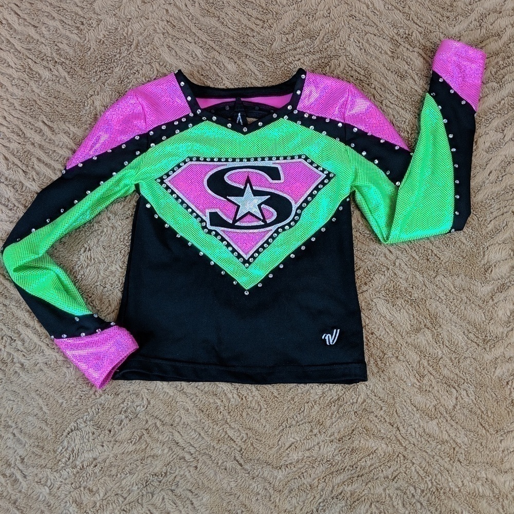 Varsity |‎ Green/Pink/Black Dance Leotard Set Kids Girls Youth Small